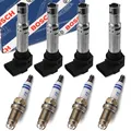 4x BOSCH Zündspule + 4x Zündkerzen für AUDI A3 SKODA Octavia 2 VW Golf 4 5 Polo