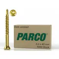PARCO Dielenschrauben 3,2x40 mm, Gelb- chromiert, TX10-1000 Stück Senkkopf - ideale Befestigung für Holzdielen, Terrassendielen, Wandverkleidung, Wandpaneele oder Deckenverkleidung