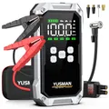 YUSMAN Starthilfe Powerbank mit Kompressor | 8000A Auto Starthilfe für alle Benzinmotoren & 7L Diesel | 150PSI Luftpumpe mit LCD & Multifunktions-Taschenlampe
