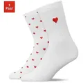 SNOCKS Tennissocken Hohe Sportsocken Love Special (2-Paar) aus Bio-Baumwolle, mit Herz-Design weiß 35-38