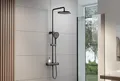 Duschsäule Thermostat Duschset 8221 PRO Schwarz mit Handbrause & Regenduschkopf