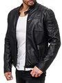 Red Bridge Herren Jacke Kunst- Lederjacke Biker MC Black Übergangsjacke Schwarz XXL