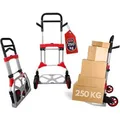 PROREGAL Klappbare Profi-Sackkarre ELEPHANT HxBxT 112 x 60 x 61 cm Traglast 250 kg Ergonomische Griffe TPR-Gummiräder Schwarz-Rot-Silber