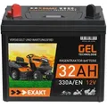 EXAKT Rasentraktor Batterie 12V 32Ah GEL Batterie Plus Pol Links Aufsitzmäher Rasenmäher Starterbatterie ersetzt AGM 30Ah 28Ah 26Ah 24Ah