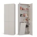 CDF Badezimmerschrank Bad Schrank Mit Wäschekorb Kashmir Badschrank Mehrzweckschrank Badregal Stehend Hochschrank Schublade Tür Bodenschrank Allzweckschrank 1 Wäschekorb 174 x 60 x 30