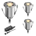 ledscom.de LED Boden-Einbauleuchte BINO für außen, IP67, 32mm Ø, warmweiß, 3er Set