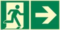 Notausgang rechts, Aluminium langnachleuchtend 55/8 mcd, 400 x 200 mm gemäß ASR A1.3 / ISO 7010 E002, Rettungszeichen Schild, 40 x 20 cm