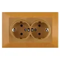 Doppelsteckdose Eiche Holzoptik – Rahmen Set – Unterputz – Candela