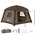 Outsunny aufblasbares Zelt für 4 Jahreszeiten, winddicht, Personen: 2 (Aufblasbares Campingzelt, 1 tlg., Outdoor Familienzelt), mit Vorzelt, Haken, Luftpumpe, Fenstern, Türen, Aufbewahrungstasche
