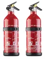 PEARL Mini Feuerlöscher: 2er-Set kompakte ABC-Feuerlöscher für Kfz & Boot, 1 kg, 5A 34B C (Mini Auto, Pulverfeuerlöscher, Spray)