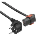 Iec Lock 230V Powercord CEE 7/7 male(angled) to C13 (down angled) lockable, black, 2 meter (2 m) (EL453S)