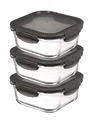 LocknLock: 3x Boroseal quadratisch 750ml grauer Deckel (LLG224G/3)