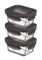 LocknLock: 3x Boroseal rechteckig 160ml grauer Deckel (LLG414G/3)