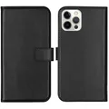 SELENCIA Bookcase Hülle kompatibel mit iPhone 12 Pro, iPhone 12 – Era Leder Handytasche Side Flip Case – Handyhülle aus Rindsleder in Schwarz [3 Kartenfächer, Magnetverschluss]