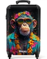 NoBoringSuitcases.com© Hartschalen-Trolley Schimpanse mit Hawaii-Bluse 55x35x20cm, 4 Rollen, Reisetasche mit Rollen, Koffer Handgepäck Flugzeug