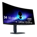 Alienware 34 Gaming Monitor - AW3425DW, WQHD (3440x1440), 21:9 1800R Curved, 240Hz, QD OLED, 0.03ms, NVIDIA G-SYNC Kompatibel, AMD FreeSync Premium Pro, HDR True Black 400, USB-C, 3 Jahre Garantie