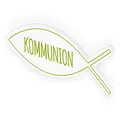 itenga Türschild Fisch Kommunion 30,0 x 11,5 cm Tischdeko Aufsteller Schild Deko Schrift (grün)