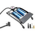 alca® Luftpumpe Doppelhub Fußluftpumpe, Fahrradluftpumpe, Doppel-Zylinder, 7 bar, Adapter inklusive