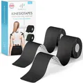 Health Press Kinesiotapes – 2 Rollen Kinesiologie Tape Sport Schwarz + Schwarz (5cm x 5m) – Kinesiotape – Profi Physio Tape und Sporttape – Hautfreundliche Tapes DERMATEST: SEHR GUT