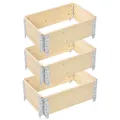 Garronda 3 Stück Holzaufsatzrahmen für Palette Aufbewahrungskiste aus Holz Hochbeete Holzkiste Natural 60/40