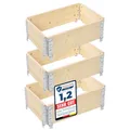 Garronda naturbelassene Hochbeete für Garten Palettenrahmen Hochbeet Holz steckbar stapelbar faltbar für Pflanzen Blumen Kräuter Obst und Gemüse Natural 3 Stück 60x40x20 cm GD-0141