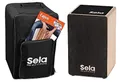 Sela SE 120 Primera Cajon Black Einsteiger Bundle mit Sela Snare System, aufgebaut, Rucksack, Sitzpad, Schule, CD, DVD