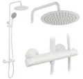 wohnwerk.idee Duschsystem Regendusche Dusche Set Duscharmatur mit Handbrause und Thermostat, ohne Wannenauslauf, höhenverstellbar