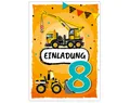 JUNAPACK Einladungskarten Baustelle Einladungen zum 8. Kindergeburtstag Karten Jungen Auto, Einladungskarten mit Baustelle Motiv zum achten Geburtstag LKW