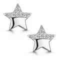 MATERIA Stern Ohrstecker klein mit Glitzer Zirkonia Steinen Damen Kinder Schmuck
