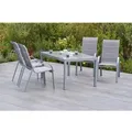 Merxx Amalfi di Lusso Set 5-tlg 4 Stapelsessel Gartentisch 150x90cm Diamantbraun