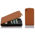 Cadorabo Hülle für Apple iPhone 3 / iPhone 3GS Hülle in COGNAC BRAUN - Handyhülle im Flip Design aus strukturiertem Textilleder - Case Cover Schut