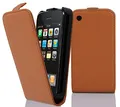 Cadorabo Hülle für Apple iPhone 3 / iPhone 3GS in Cognac BRAUN - Handyhülle im Flip Design aus Strukturiertem Kunstleder - Case Cover Schutzhülle Etui Tasche Book Klapp Style