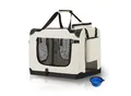 Juskys Hundetransportbox Lassie S (beige) faltbar mit Decke - 34x50x36 cm Hundetasche Hundebox