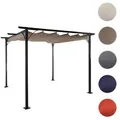 Pergola HWC-C42, Garten Pavillon, stabiles 6cm-Gestell + Schiebedach ~ 3x3m taupe-braun