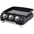 Skandika Camping-Gasgrill 3-Brenner Gasplancha Palo, Balkongrill, Tischgrill, Grillplancha, 3 Brenner, Abtropfschale, transportabler Gasgrill mit Kochplatte schwarz