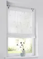 Kutti Ösenrollo Nelly Weiß – halbtransparent mit gesticktem Rankenmuster – 120x140 cm – dekoratives Polyester-Rollo mit weißer Rankenstickerei, angenehme Lichtdurchlässigkeit, einfache Ösenbefestigung