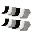 PUMA 12 Paar Sneaker Invisible Socken Gr. 35-49 Unisex für Damen Herren Füßlinge, Farbe:882 - grey/white/black, Socken & Strümpfe:43-46