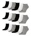 PUMA 18 Paar Sneaker Invisible Socken Gr. 35-49 Unisex für Damen Herren Füßlinge, Farbe:882 - grey/white/black, Socken & Strümpfe:43-46