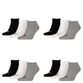 PUMA 12 Paar Sneaker Invisible Socken Gr. 35-49 Unisex für Damen Herren Füßlinge, Farbe:882 - grey/white/black, Socken & Strümpfe:43-46