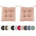 sleepling 2er Set Stuhlkissen 40 (vorne), 35 (hinten) x 38 x 7 cm, Sitzkissen für Stuhl & Bank mit Klettverschluss, 100% Baumwolle, Indoor & Outdoor, Made in EU, waschbar, Rose