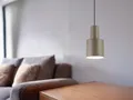 Kleine LED Pendelleuchte mit Metall Lampenschirm, Esstischlampe Taupe hängend