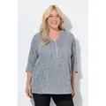 Ulla Popken Tunika Bubble-Tunika Herzausschnitt Biesen 3/4-Arm schwarz 46/48