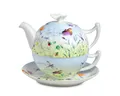 TeaLogic Teeservice Tea For One Set Papillon Teekännchen Tasse Untertasse Fine Bone China (1-tlg), 1 Personen, Teeset für eine Person 4-tlg.