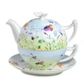 tealogic Tea For One Set Papillon Fine Bone China Kännchen Tasse Untertasse