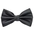 MASADA Herren Fliege Anthrazit Seidenlook, stufenlos verstellbar, handgefertigt, Hakenverschluss - 12 x 6 cm 100% Polyester