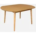sweeek - Ovaler ausziehbarer Esszimmer-Tisch Heveaholz und Eichenfurnier, für 4-6 Personen - Natur