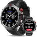 AVUMDA Herren Smartwatch mit Telefonfunktion 1,52 Zoll Militär Fitness Uhr mit Herzfrequenz, Blutdruck, Schlafmonitor, Sprachassistent - Schwarz