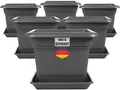 6er Set Pflanztopf Blumentopf 28x28cm XXL Blumenkübel schwarz eckig Untersetzer