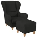 Supellex Ohrensessel, Anthrazit, Textil, 92x108x92 cm, Wohnzimmer, Sessel, Ohrensessel