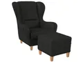 Supellex Ohrensessel Sofia Relaxsessel mit Hocker – Milano Anthrazit
